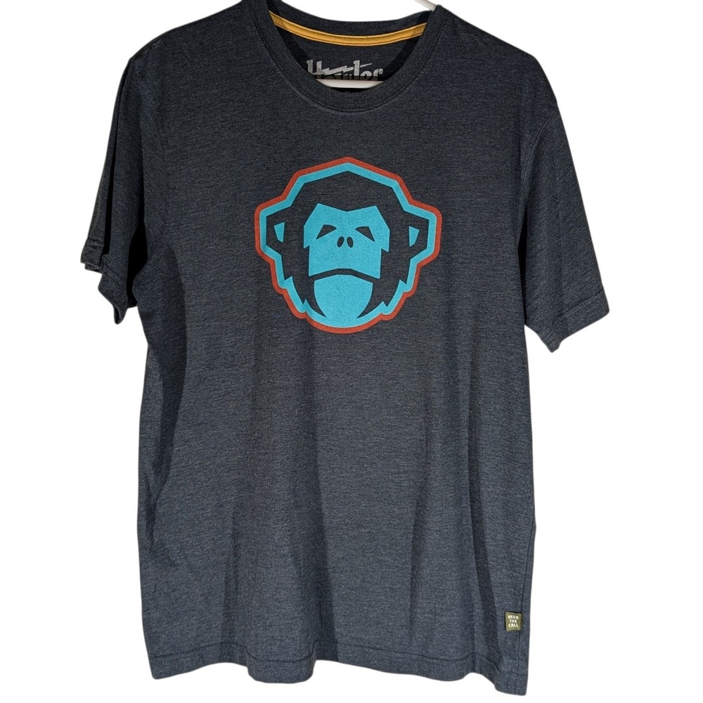 Howler Brothers Tee Shirt Monkey Graphic Short Sleeve Blue Gray Mens Medium